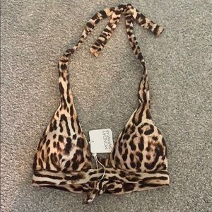 Monday Swimwear leopard print bikini top NWT